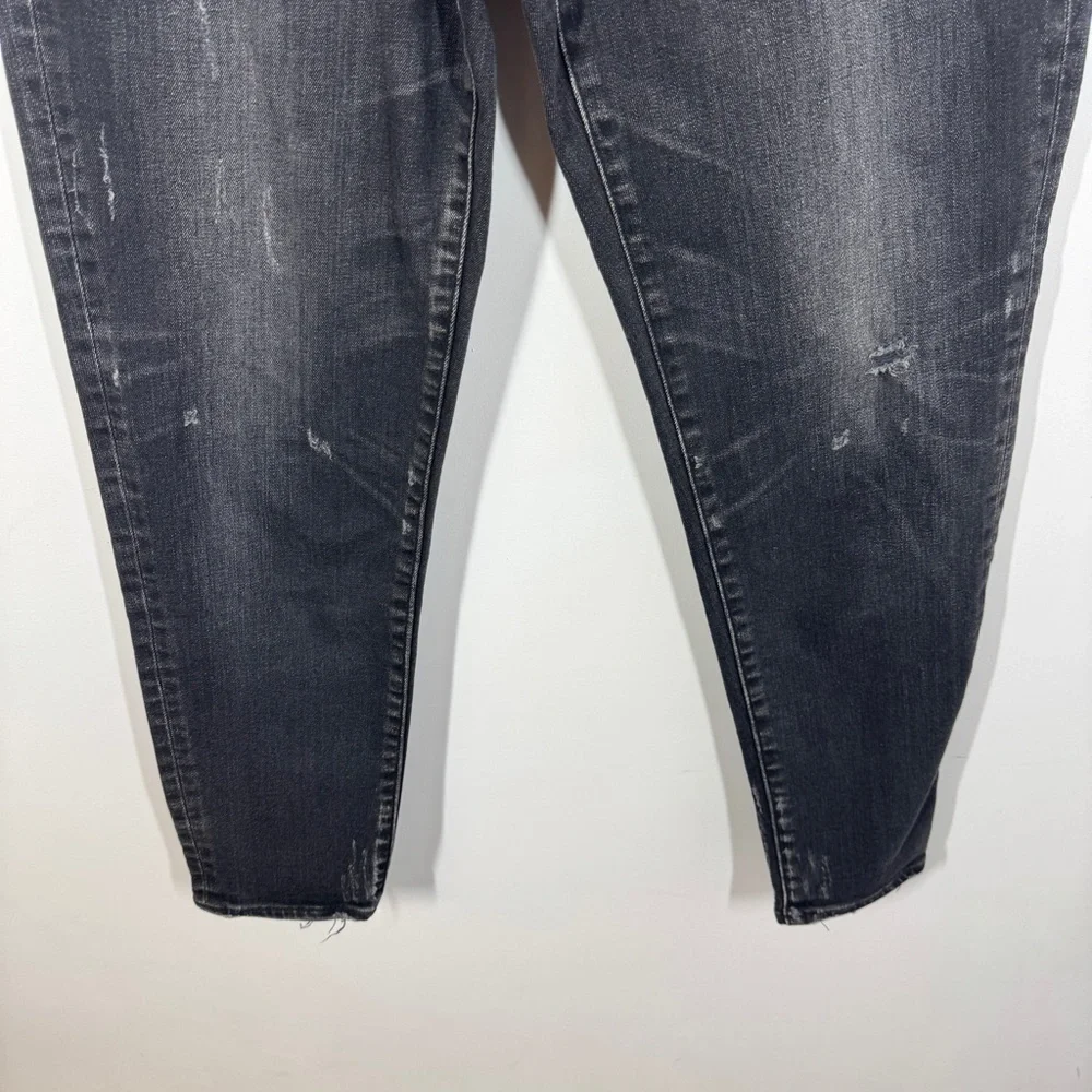 Moussy Vintage Black Distressed Skinny Jeans Raw Hem Cropped Women’s Denim - Picture 4 of 12